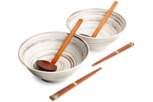 Ensemble dégustation ramen pour deux personnes Uzu blanc - 6 pièces Ensemble dégustation ramen pour deux personnes Uzu blanc - 6 pièces